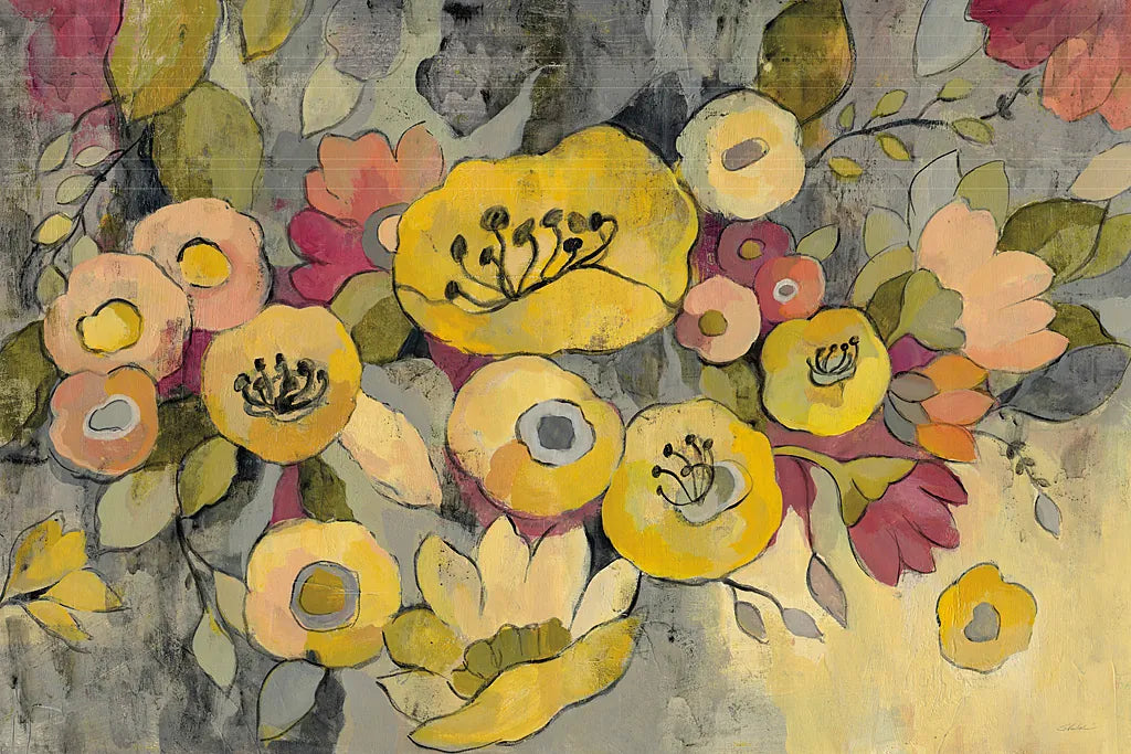 Yellow Floral Duo III by Silvia Vassileva. SKU 21585i. Archival Giclee Fine art print for wall decor.