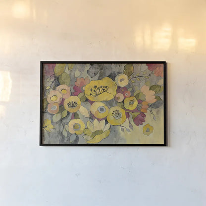 Yellow Floral Duo III by Silvia Vassileva. shown as a paper print in a black flame. Available as a archival giclee rolled canvas, fine art paper, or poster print. SKU 21585i.
