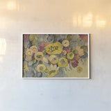 Yellow Floral Duo III by Silvia Vassileva. shown as a paper print in a white frame. Available as a archival giclee rolled canvas, fine art paper, or poster print. SKU 21585i.