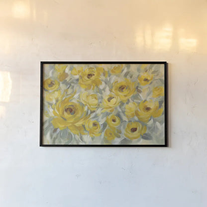 Yellow Roses by Silvia Vassileva. shown as a paper print in a black flame. Available as a archival giclee rolled canvas, fine art paper, or poster print. SKU 50288i.