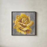 Yellow Roses I by Silvia Vassileva. Shown in a sleek black glass frame for a contemporary gallery look. Available as an archival giclee rolled canvas, fine art paper, or poster print. SKU 65674a.