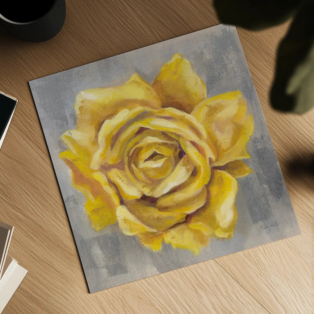 Yellow Roses II by Silvia Vassileva. Shown as a detailed flat fine art print, highlighting archival giclee quality. Available as an archival giclee rolled canvas, fine art paper, or poster print. SKU 65675a.