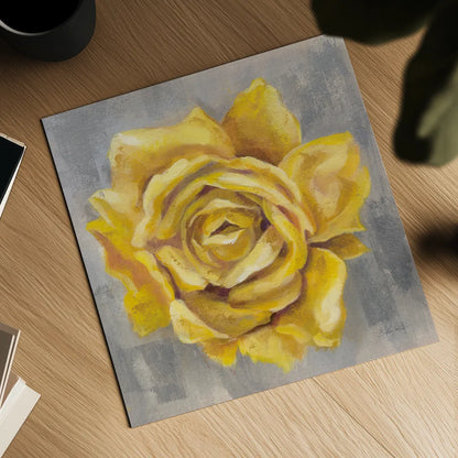 Yellow Roses II by Silvia Vassileva. Shown as a detailed flat fine art print, highlighting archival giclee quality. Available as an archival giclee rolled canvas, fine art paper, or poster print. SKU 65675a.