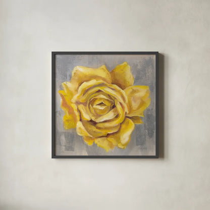Yellow Roses II by Silvia Vassileva. Shown in a sleek black glass frame for a contemporary gallery look. Available as an archival giclee rolled canvas, fine art paper, or poster print. SKU 65675a.