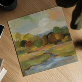 Yellow Trees by Silvia Vassileva. Shown as a detailed flat fine art print, highlighting archival giclee quality. Available as an archival giclee rolled canvas, fine art paper, or poster print. SKU 95714a.