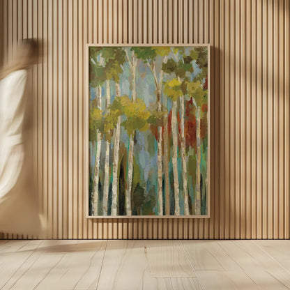 Young Forest II by Silvia Vassileva. shown as over sized large wall art. Available as an archival giclee rolled canvas, fine art paper, or poster print. SKU 18052h.