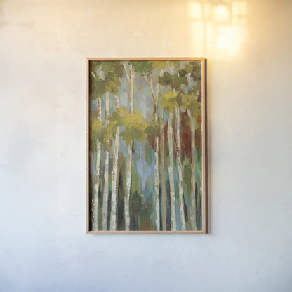 Young Forest II by Silvia Vassileva. shown as a paper print in a natural frame. Available as a archival giclee rolled canvas, fine art paper, or poster print. SKU 18052h.