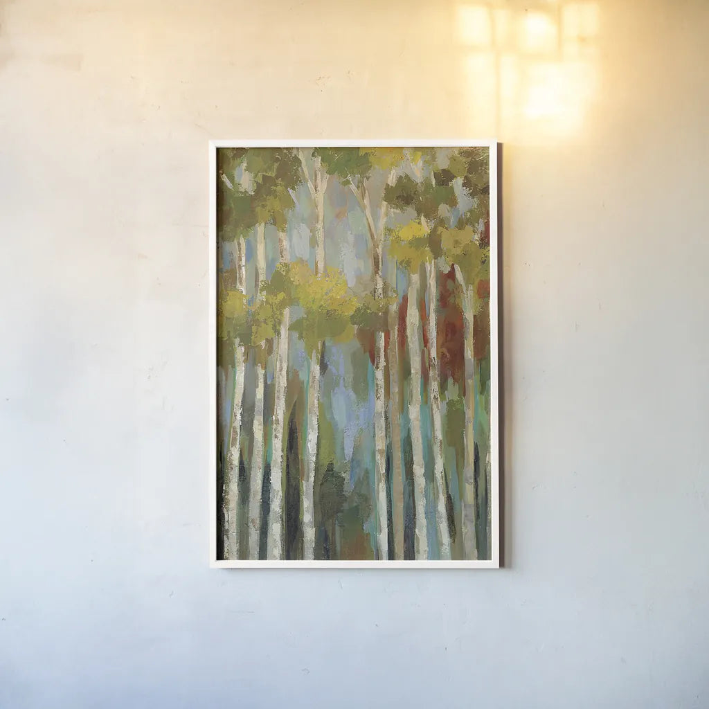 Young Forest II by Silvia Vassileva. shown as a paper print in a white frame. Available as a archival giclee rolled canvas, fine art paper, or poster print. SKU 18052h.