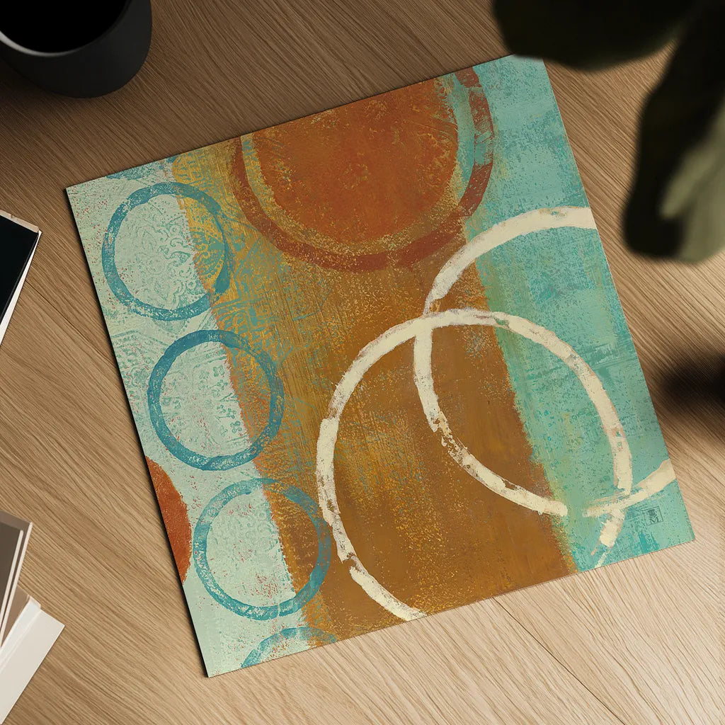 Abstract of Circles 24x24 by Studio Mousseau. Shown as a detailed flat fine art print, highlighting archival giclee quality. Available as an archival giclee rolled canvas, fine art paper, or poster print. SKU 39820a.