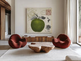 Apple Notes by Studio Mousseau. Shown as extra-large giant wall art in a modern living room. Available as an archival giclee rolled canvas, fine art paper, or poster print. SKU 10740a.