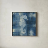 Batik Seas I by Studio Mousseau. Shown in a sleek black glass frame for a contemporary gallery look. Available as an archival giclee rolled canvas, fine art paper, or poster print. SKU 32501a.