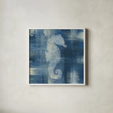 Batik Seas I by Studio Mousseau. Shown in a crisp white glass frame for a clean and minimalist style. Available as an archival giclee rolled canvas, fine art paper, or poster print. SKU 32501a.