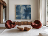 Batik Seas I by Studio Mousseau. Shown as extra-large giant wall art in a modern living room. Available as an archival giclee rolled canvas, fine art paper, or poster print. SKU 32501a.
