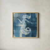 Batik Seas IV by Studio Mousseau. Shown in a natural wood glass frame for a timeless modern aesthetic. Available as an archival giclee rolled canvas, fine art paper, or poster print. SKU 32504a.