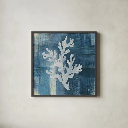 Batik Seas IV by Studio Mousseau. Shown in a sleek black glass frame for a contemporary gallery look. Available as an archival giclee rolled canvas, fine art paper, or poster print. SKU 60052a.