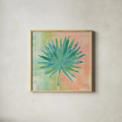 Beach Cove Leaves II by Studio Mousseau. Shown in a natural wood glass frame for a timeless modern aesthetic. Available as an archival giclee rolled canvas, fine art paper, or poster print. SKU 32498a.