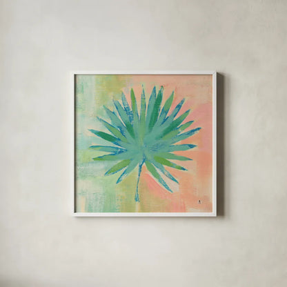 Beach Cove Leaves II by Studio Mousseau. Shown in a crisp white glass frame for a clean and minimalist style. Available as an archival giclee rolled canvas, fine art paper, or poster print. SKU 32498a.