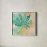 Beach Cove Leaves IV by Studio Mousseau. Shown in a crisp white glass frame for a clean and minimalist style. Available as an archival giclee rolled canvas, fine art paper, or poster print. SKU 32500a.