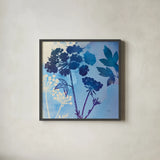 Blue Sky Garden III by Studio Mousseau. Shown in a sleek black glass frame for a contemporary gallery look. Available as an archival giclee rolled canvas, fine art paper, or poster print. SKU 34635a.