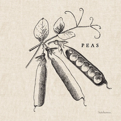 Burlap Vegetable BW Sketch Peas by Studio Mousseau. SKU 39353a. Archival Giclee Fine art print for wall decor.