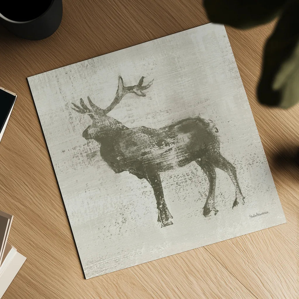 Cabin Elk Study by Studio Mousseau. Shown as a detailed flat fine art print, highlighting archival giclee quality. Available as an archival giclee rolled canvas, fine art paper, or poster print. SKU 85456a.