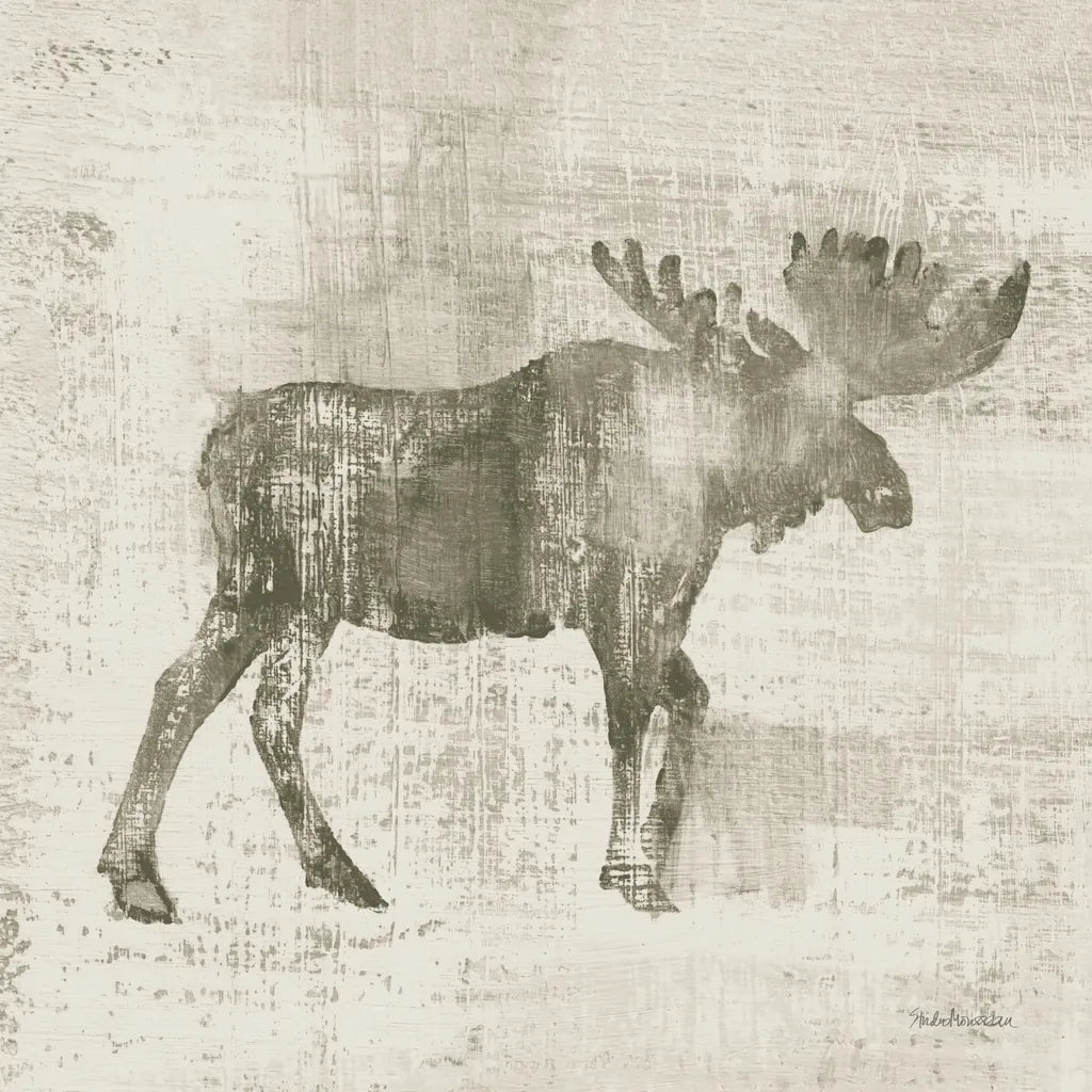 Cabin Moose Study by Studio Mousseau. SKU 85455a. Archival Giclee Fine art print for wall decor.