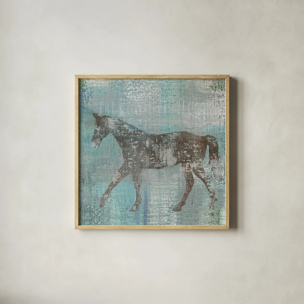 Cheval I Flipped Brown by Studio Mousseau. Shown in a natural wood glass frame for a timeless modern aesthetic. Available as an archival giclee rolled canvas, fine art paper, or poster print. SKU 35990a.