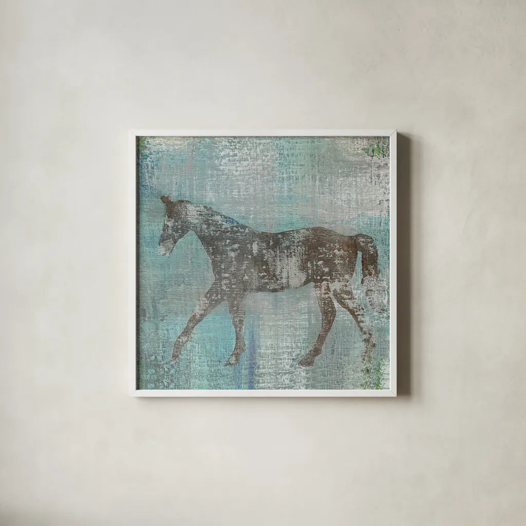 Cheval I Flipped Brown by Studio Mousseau. Shown in a crisp white glass frame for a clean and minimalist style. Available as an archival giclee rolled canvas, fine art paper, or poster print. SKU 35990a.