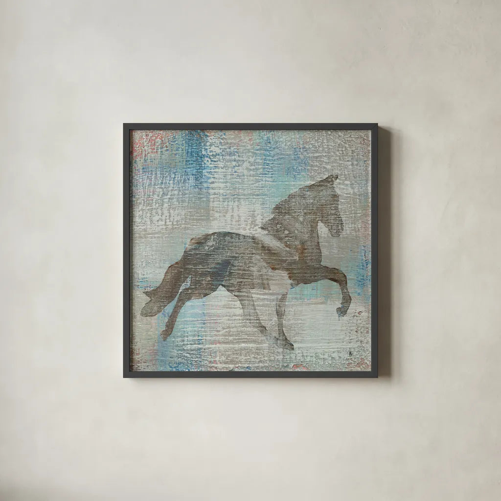 Cheval II Brown by Studio Mousseau. Shown in a sleek black glass frame for a contemporary gallery look. Available as an archival giclee rolled canvas, fine art paper, or poster print. SKU 35991a.