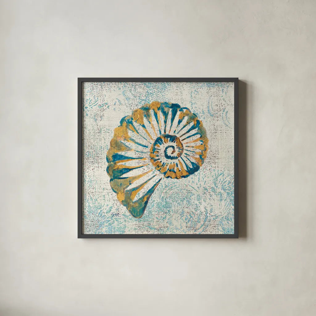 Coastal Beauty  II by Studio Mousseau. Shown in a sleek black glass frame for a contemporary gallery look. Available as an archival giclee rolled canvas, fine art paper, or poster print. SKU 13290a.