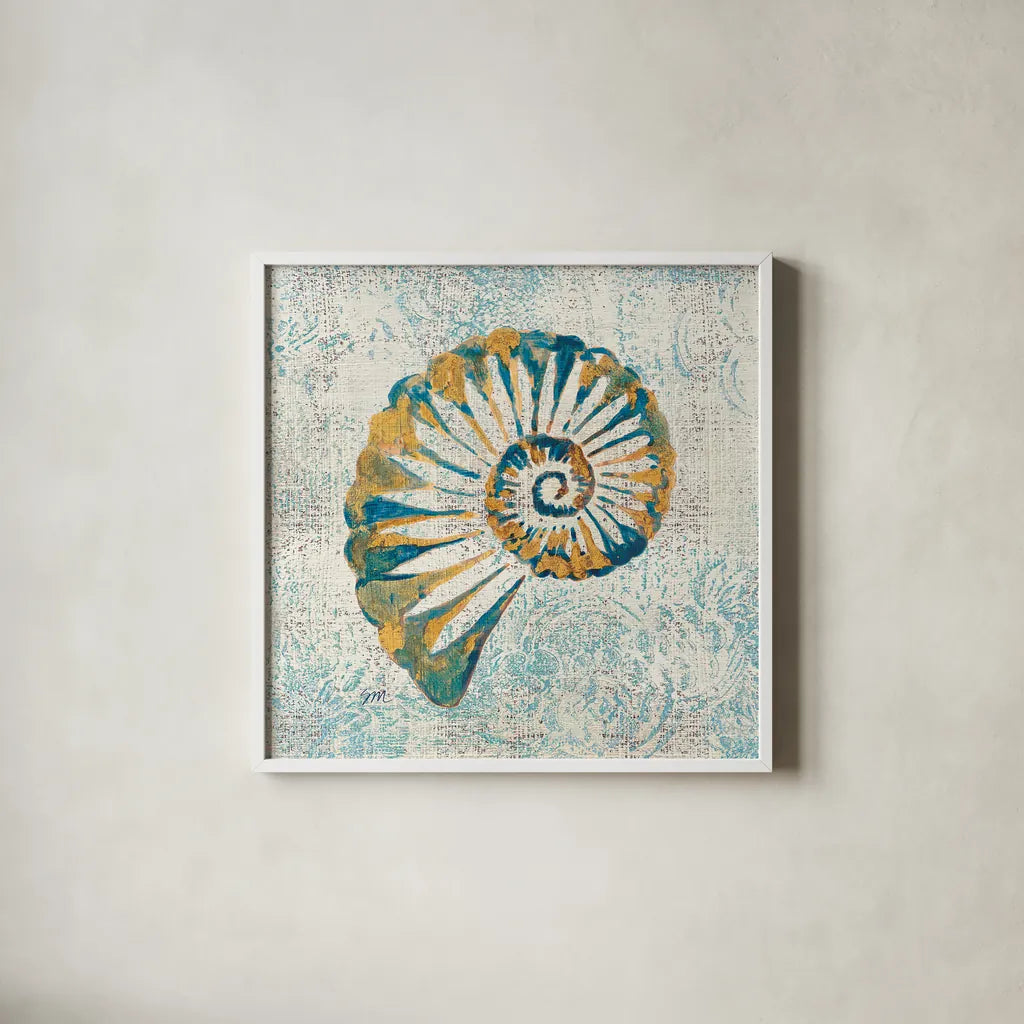 Coastal Beauty  II by Studio Mousseau. Shown in a crisp white glass frame for a clean and minimalist style. Available as an archival giclee rolled canvas, fine art paper, or poster print. SKU 13290a.