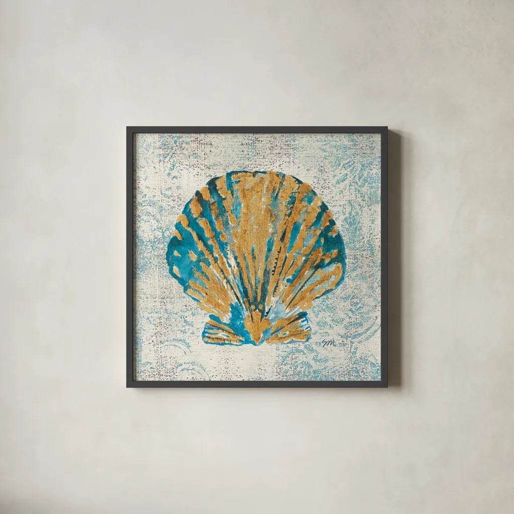 Coastal Beauty IV by Studio Mousseau. Shown in a sleek black glass frame for a contemporary gallery look. Available as an archival giclee rolled canvas, fine art paper, or poster print. SKU 13292a.