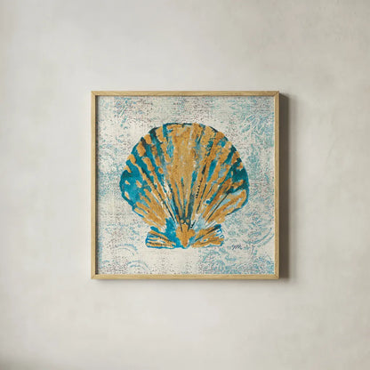 Coastal Beauty IV by Studio Mousseau. Shown in a natural wood glass frame for a timeless modern aesthetic. Available as an archival giclee rolled canvas, fine art paper, or poster print. SKU 13292a.