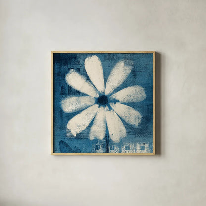 Daisy for Belinda Blue by Studio Mousseau. Shown in a natural wood glass frame for a timeless modern aesthetic. Available as an archival giclee rolled canvas, fine art paper, or poster print. SKU 57129a.