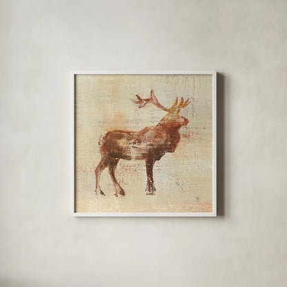 Elk Study v2 by Studio Mousseau. Shown in a crisp white glass frame for a clean and minimalist style. Available as an archival giclee rolled canvas, fine art paper, or poster print. SKU 34186a.