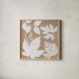 Leaves of Inspiration I Neutral by Studio Mousseau. Shown in a natural wood glass frame for a timeless modern aesthetic. Available as an archival giclee rolled canvas, fine art paper, or poster print. SKU 77401a.