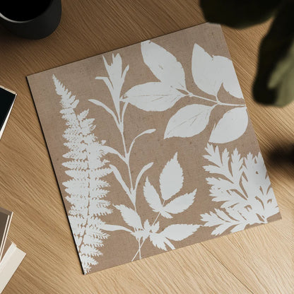 Leaves of Inspiration II Neutral by Studio Mousseau. Shown as a detailed flat fine art print, highlighting archival giclee quality. Available as an archival giclee rolled canvas, fine art paper, or poster print. SKU 77402a.