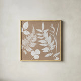 Leaves of Inspiration III Neutral by Studio Mousseau. Shown in a natural wood glass frame for a timeless modern aesthetic. Available as an archival giclee rolled canvas, fine art paper, or poster print. SKU 77403a.