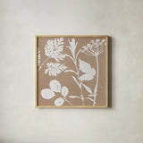 Leaves of Inspiration IV Neutral by Studio Mousseau. Shown in a natural wood glass frame for a timeless modern aesthetic. Available as an archival giclee rolled canvas, fine art paper, or poster print. SKU 77404a.
