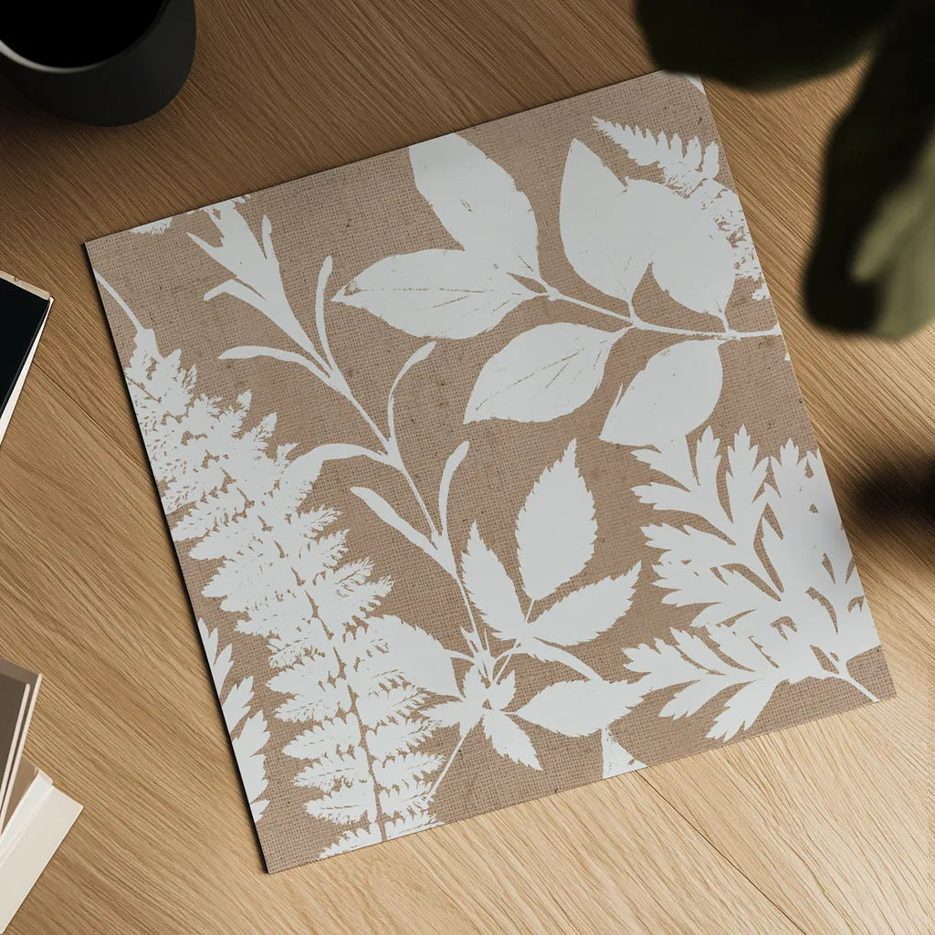 Leaves of Inspiration Neutral Pattern II by Studio Mousseau. Shown as a detailed flat fine art print, highlighting archival giclee quality. Available as an archival giclee rolled canvas, fine art paper, or poster print. SKU 77410a.