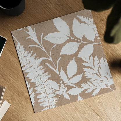 Leaves of Inspiration Neutral Pattern II by Studio Mousseau. Shown as a detailed flat fine art print, highlighting archival giclee quality. Available as an archival giclee rolled canvas, fine art paper, or poster print. SKU 77410a.