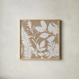 Leaves of Inspiration Neutral Pattern II by Studio Mousseau. Shown in a natural wood glass frame for a timeless modern aesthetic. Available as an archival giclee rolled canvas, fine art paper, or poster print. SKU 77410a.