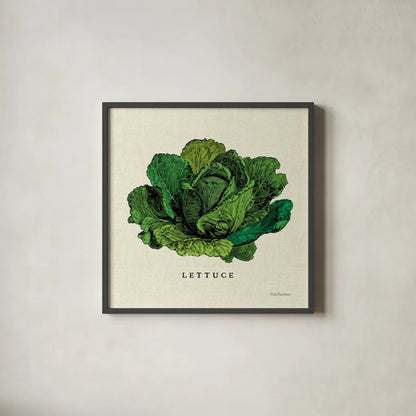 Linen Vegetable II v2 by Studio Mousseau. Shown in a sleek black glass frame for a contemporary gallery look. Available as an archival giclee rolled canvas, fine art paper, or poster print. SKU 39374a.