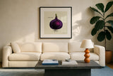 Linen Vegetable III v2 by Studio Mousseau. Displayed in a glass frame with matte in a clean modern living room. Available as an archival giclee rolled canvas, fine art paper, or poster print. SKU 39375a.
