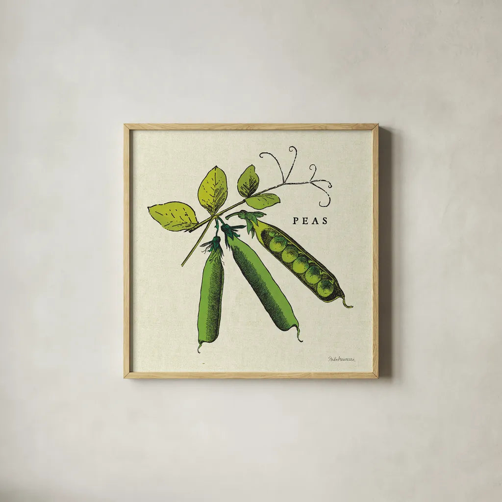 Linen Vegetable IV v2 by Studio Mousseau. Shown in a natural wood glass frame for a timeless modern aesthetic. Available as an archival giclee rolled canvas, fine art paper, or poster print. SKU 39376a.