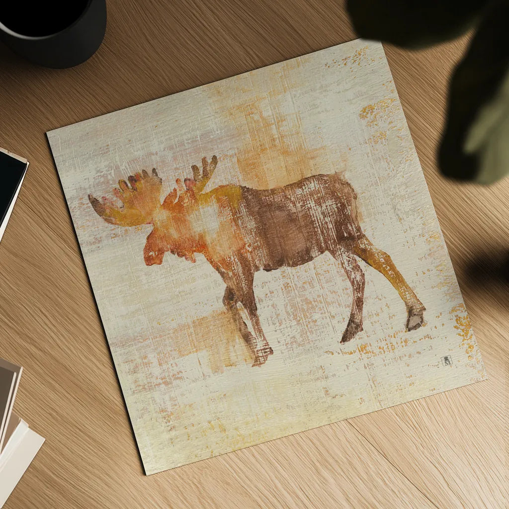 Moose Study by Studio Mousseau. Shown as a detailed flat fine art print, highlighting archival giclee quality. Available as an archival giclee rolled canvas, fine art paper, or poster print. SKU 32510a.