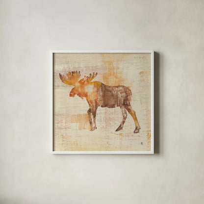 Moose Study by Studio Mousseau. Shown in a crisp white glass frame for a clean and minimalist style. Available as an archival giclee rolled canvas, fine art paper, or poster print. SKU 32510a.