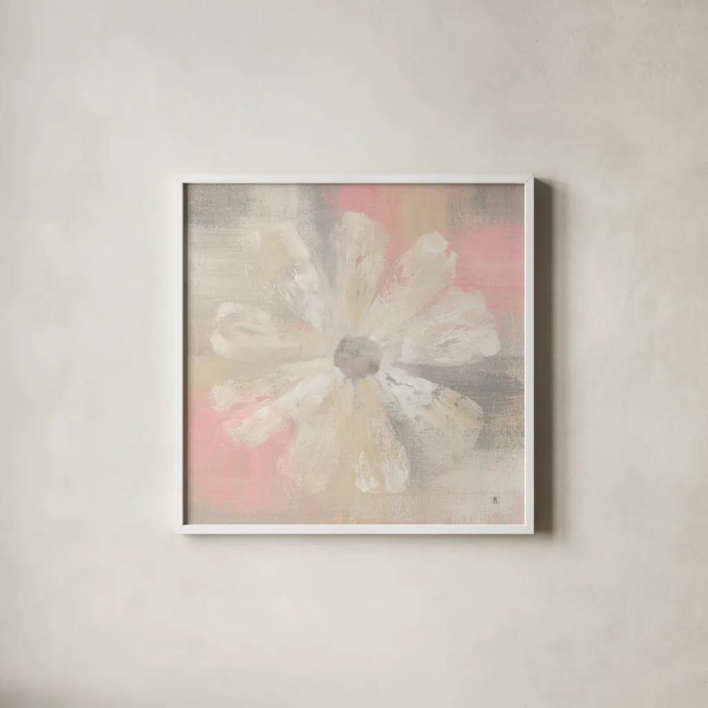 Nimbus Bloom I by Studio Mousseau. Shown in a crisp white glass frame for a clean and minimalist style. Available as an archival giclee rolled canvas, fine art paper, or poster print. SKU 35881a.