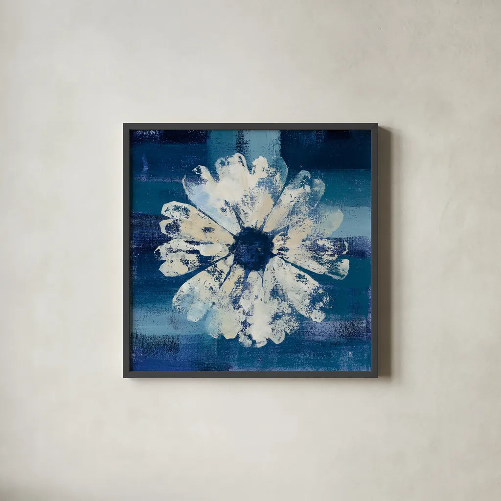 Ocean Bloom II by Studio Mousseau. Shown in a sleek black glass frame for a contemporary gallery look. Available as an archival giclee rolled canvas, fine art paper, or poster print. SKU 35884a.