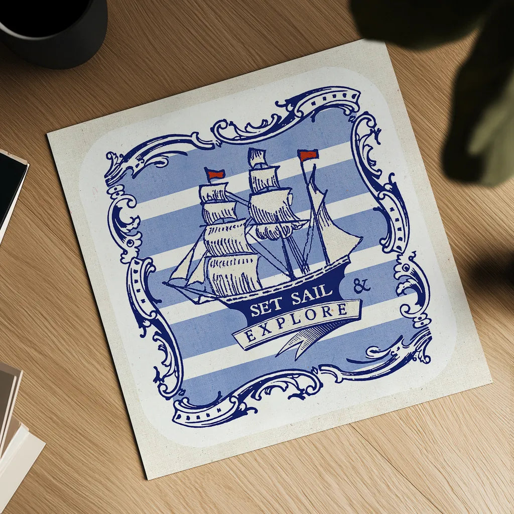 On the Coast Border II by Studio Mousseau. Shown as a detailed flat fine art print, highlighting archival giclee quality. Available as an archival giclee rolled canvas, fine art paper, or poster print. SKU 25493a.